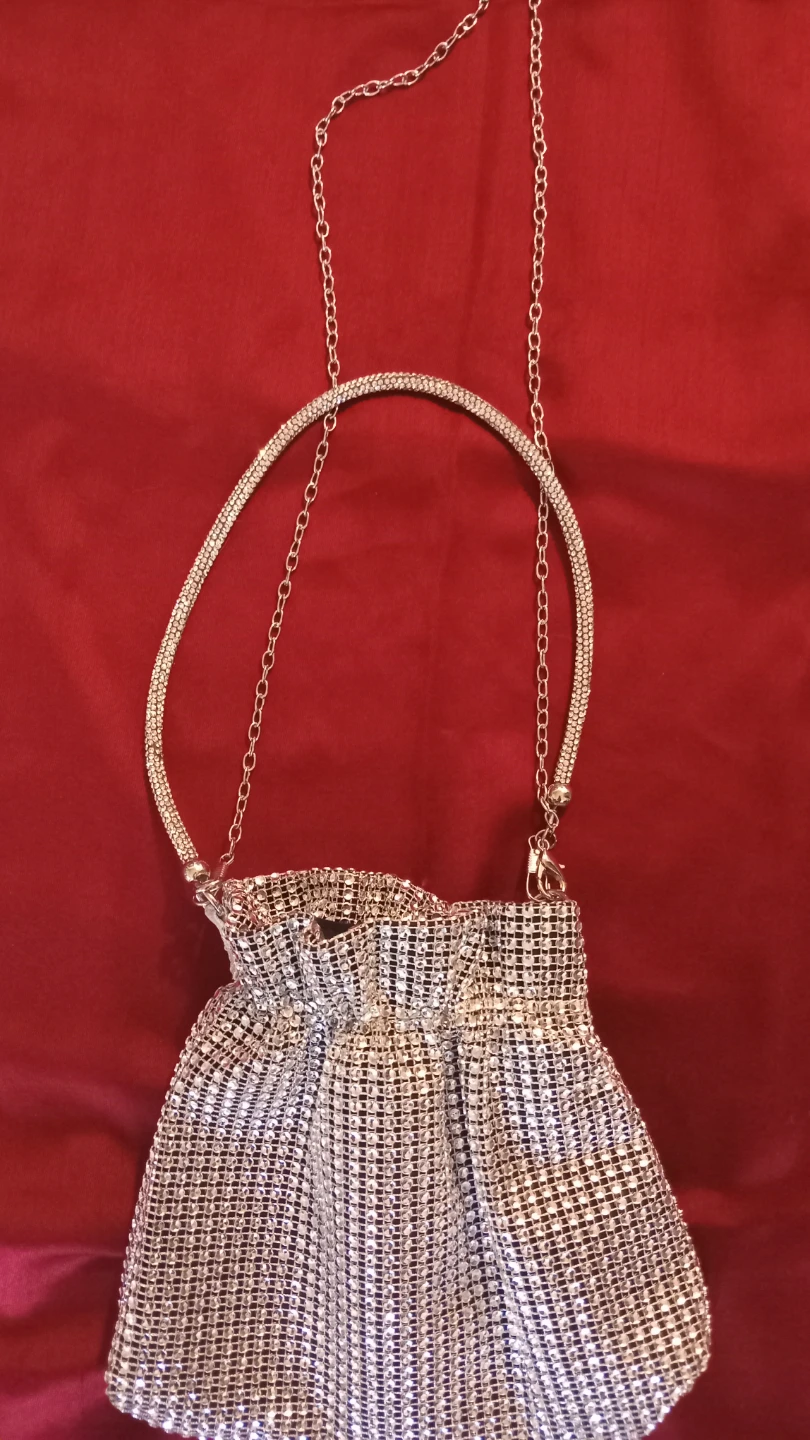 Sparkly Silver Drawstring Evening Bag - photo 2