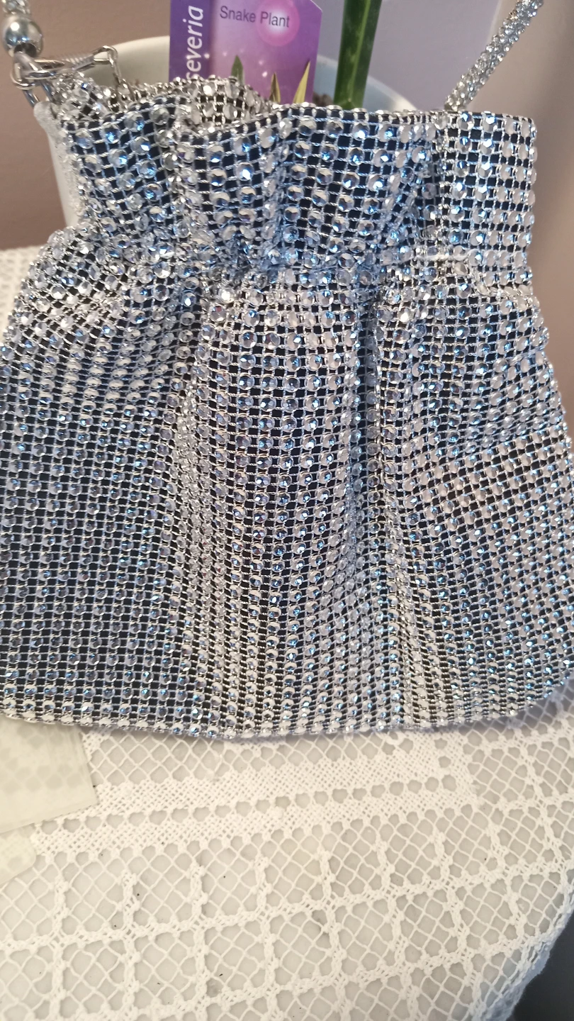 Sparkly Silver Drawstring Evening Bag - photo 3