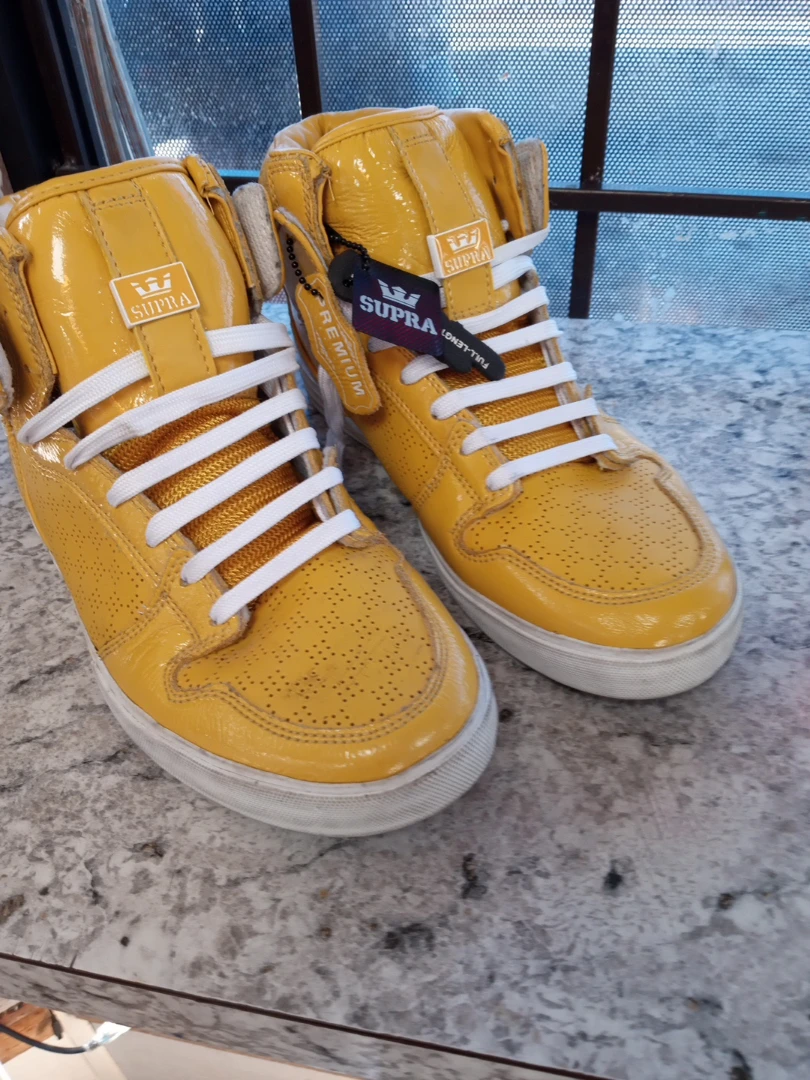 Supra Yellow Patent Leather High Top Sneakers - photo 3