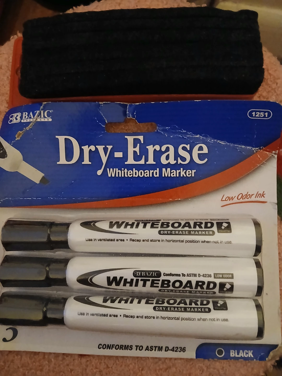 3 Black Dry-Erase Markers with Eraser - photo 2
