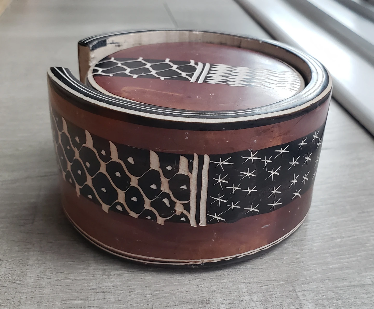 Hand Carved, African Clay Coaster Set - photo 2