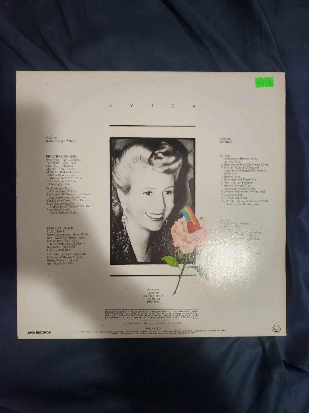 Evita Original Recording 2 Disc Vinyl Record