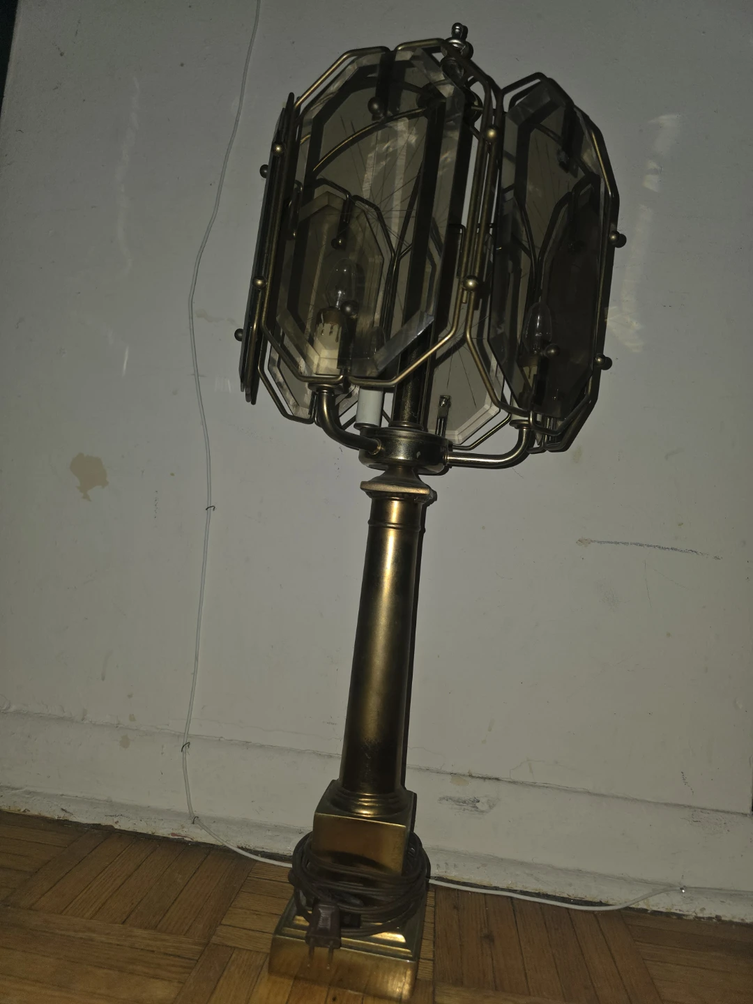 Vintage Brass and Glass Table Lamp