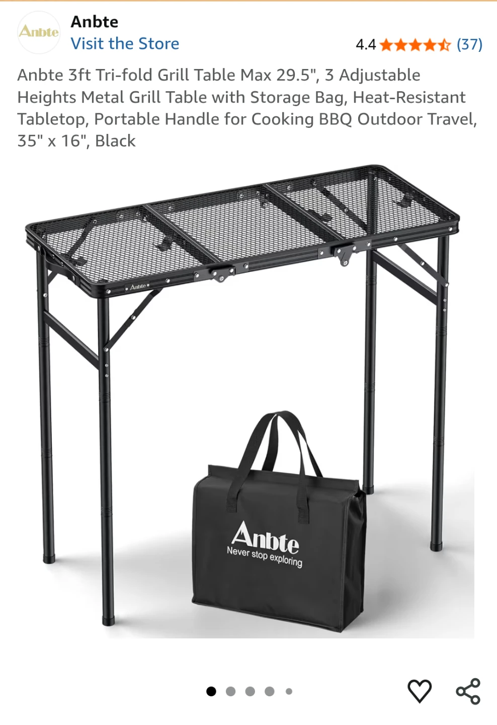 Tri-fold Grill Table - Black
