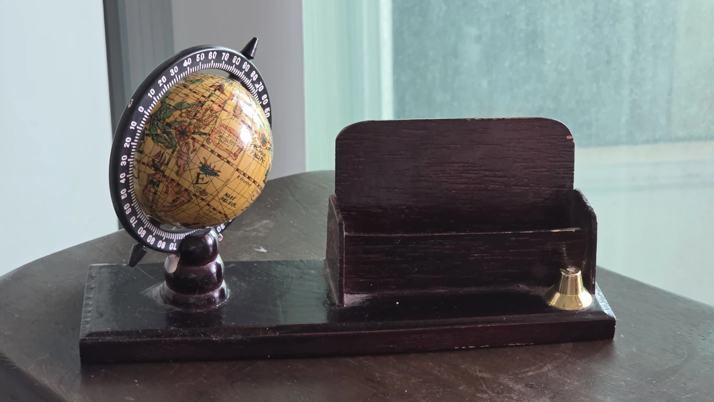 Vintage Desktop Globe with Card Holder