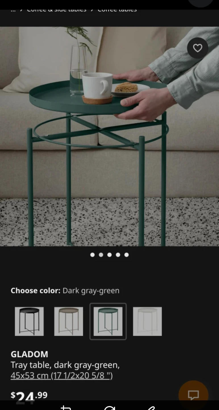 IKEA GLADOM Tray Table - Dark Gray-Green - photo 3