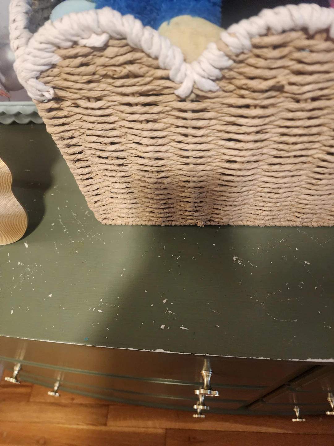 Green Six-Drawer Dresser with Pink Knobs - photo 2