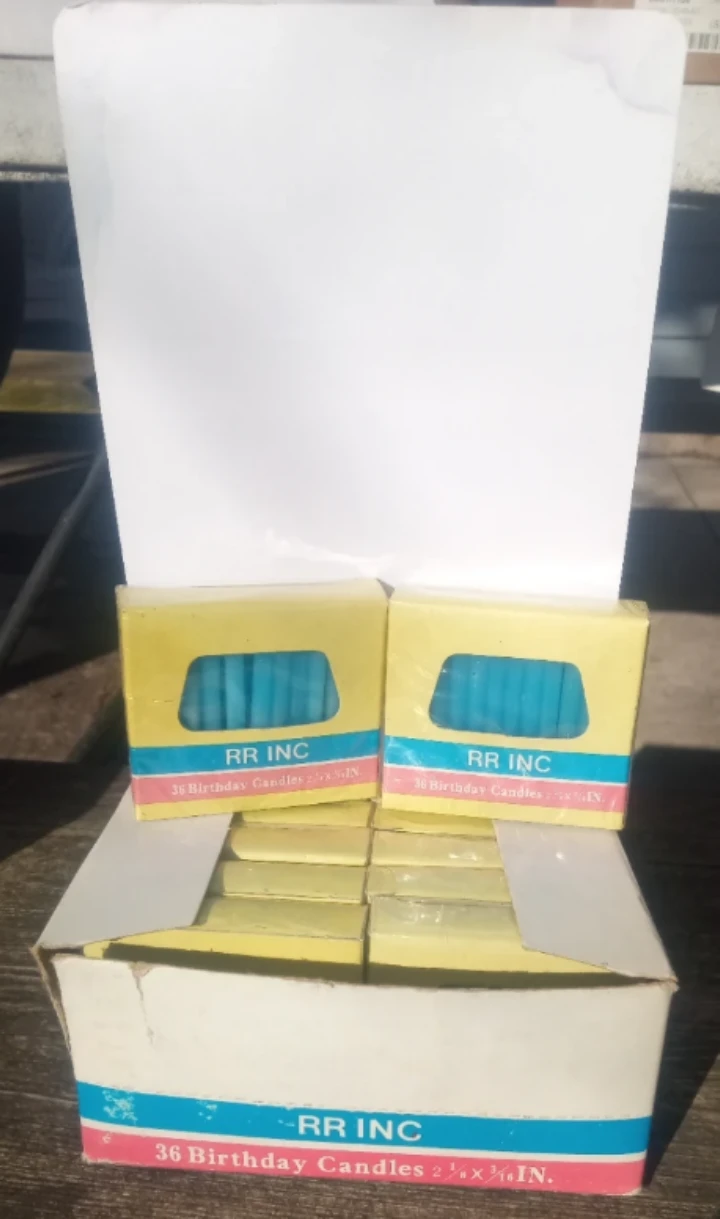 2 cases of 12 packs of yellow & blue 36ct Birthday Candles