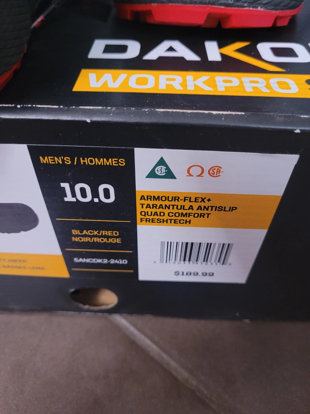 Dakota Workpro Series Men's Black/Red Safety Shoes Size 10 - photo 3