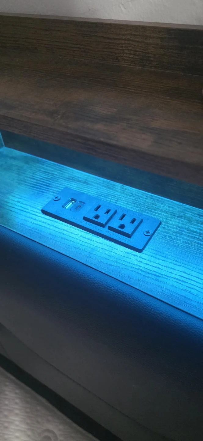 Black Platform Bed Frame with LED Lights and USB Ports Teen size - photo 3