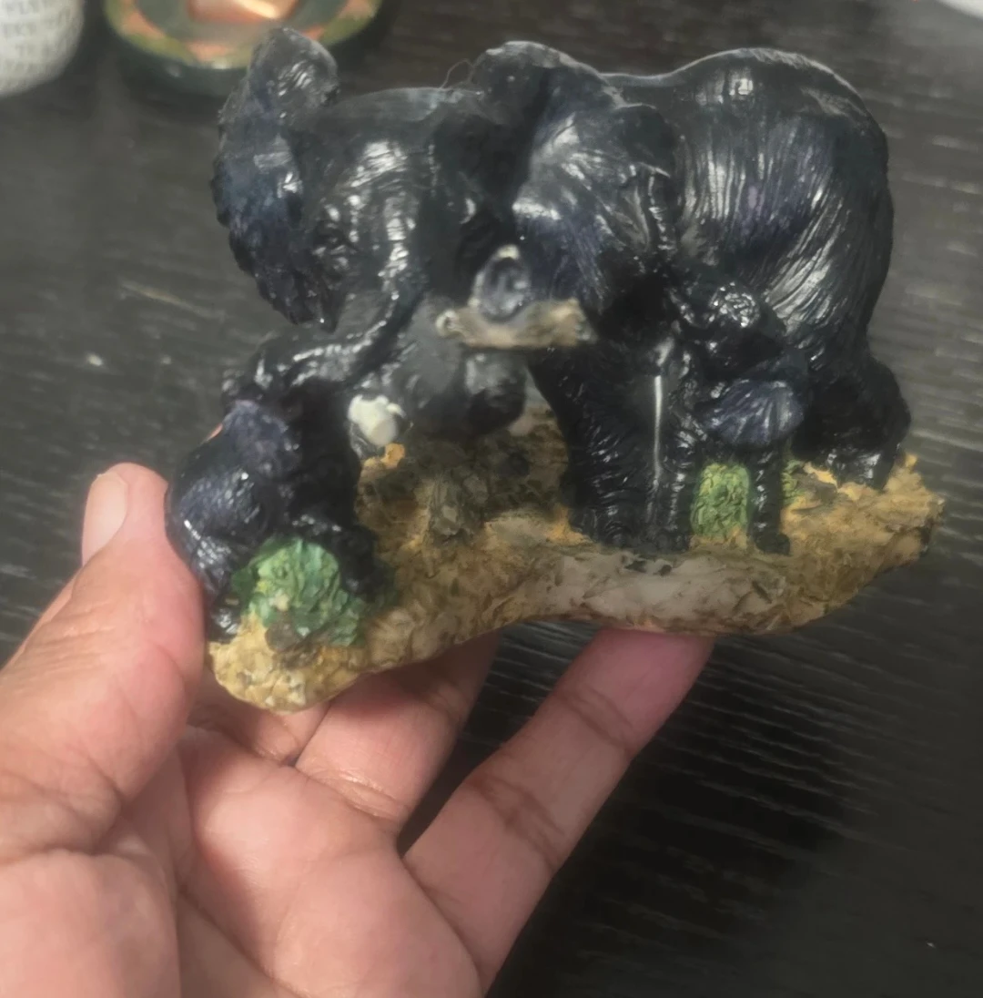 Black Elephant Family Figurine - photo 5