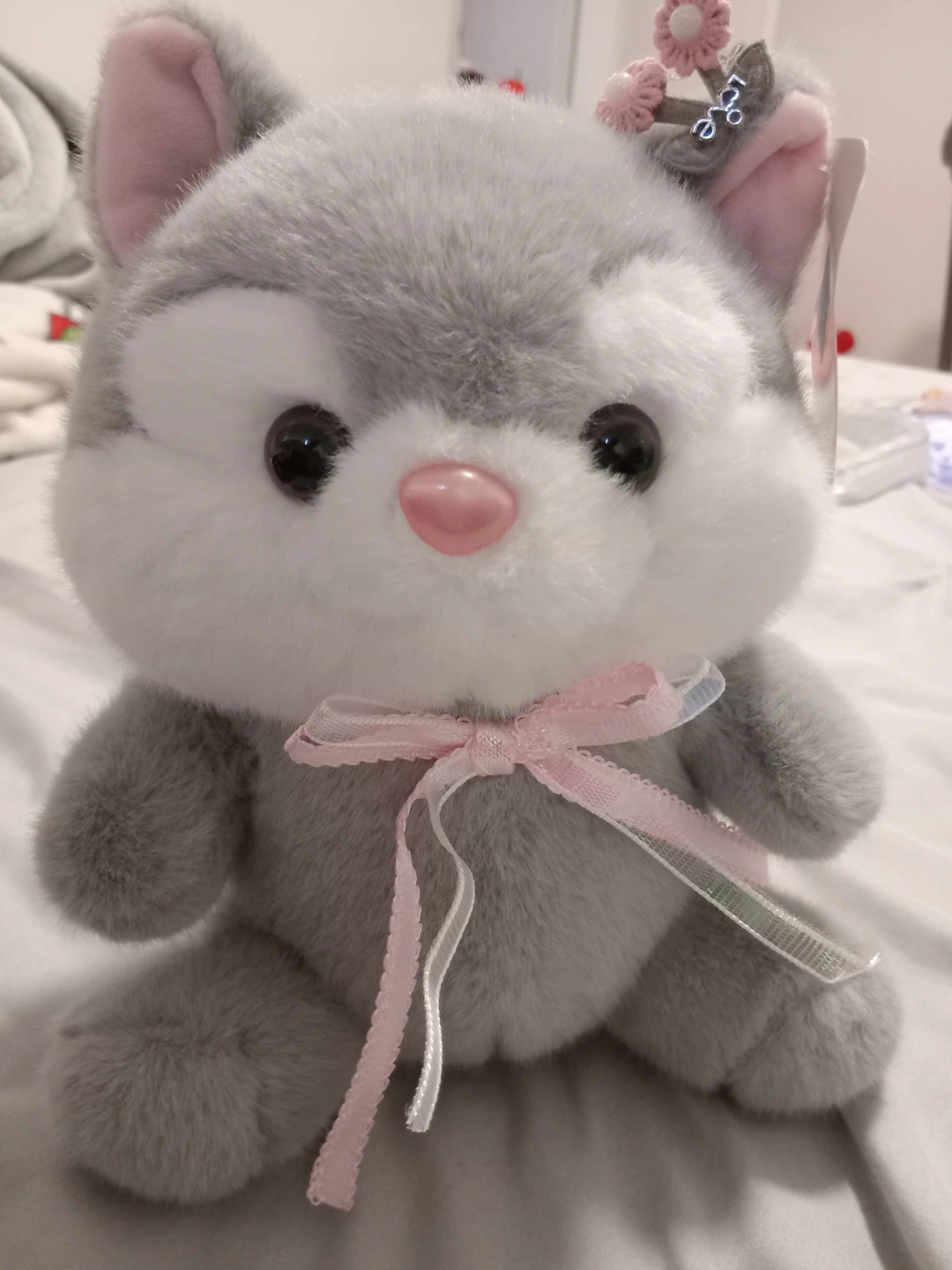 Cute Grey Plush Husky Stuffed Animal