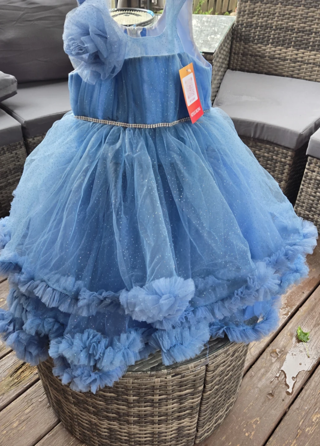 Blue Tulle Dress with Sparkles for 12-24mnths