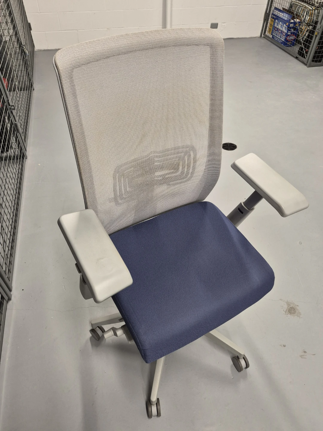 Ergonomic Mesh Office Chair - Grey Frame, Blue Seat