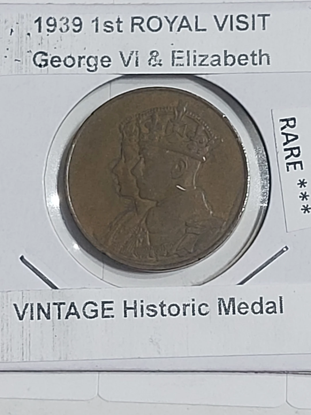 1939 Royal Visit George VI & Elizabeth Vintage Historic Medal