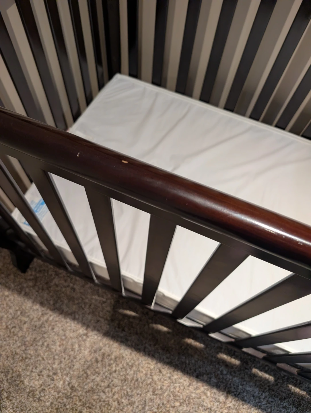 Dark Brown Convertible Crib with Mattress - photo 3