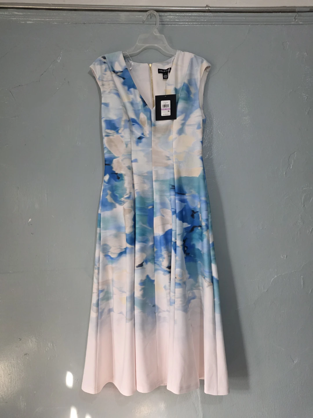 Halston V-Neck Cap-Sleeve Midi Dress Size 6
