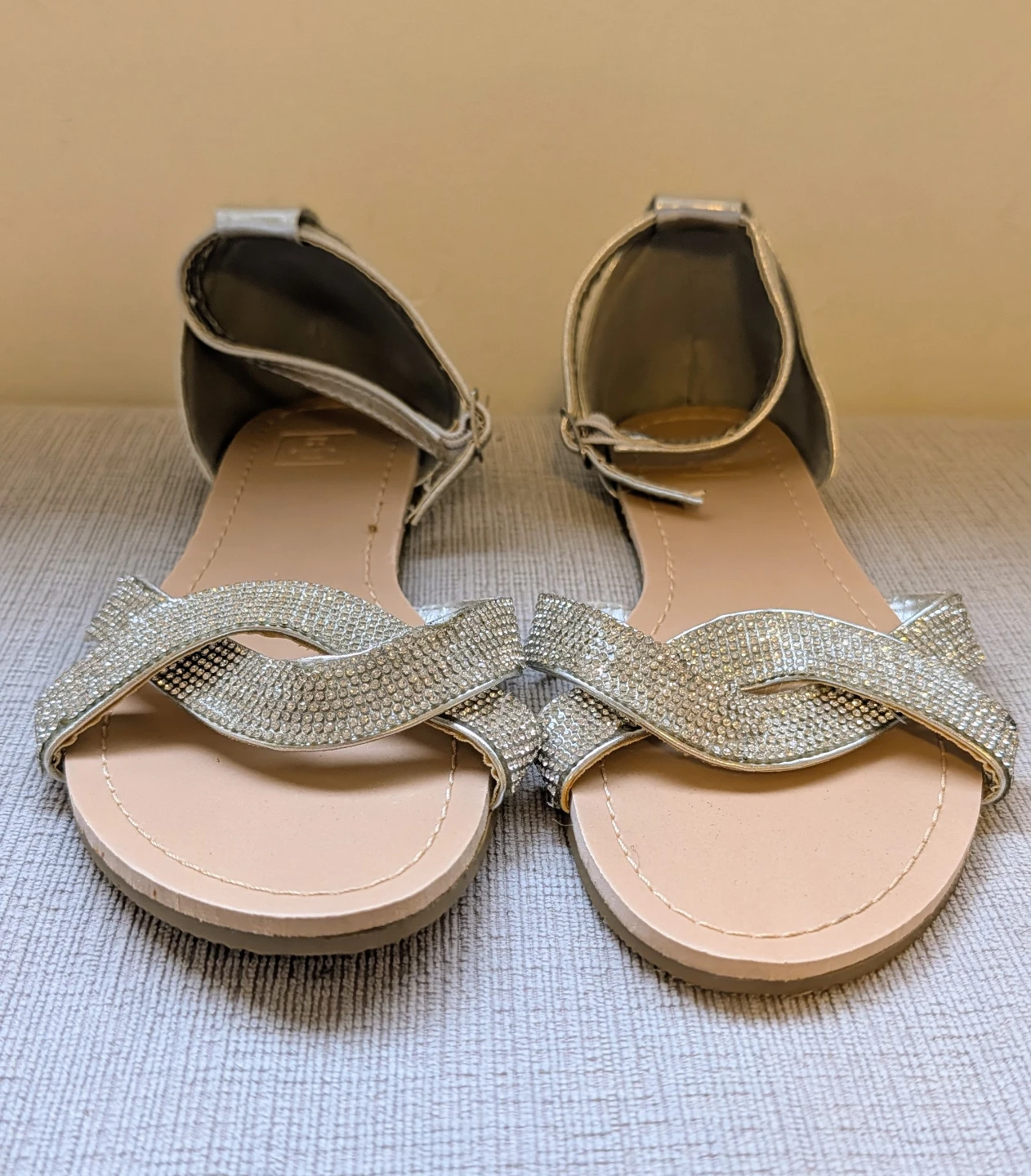 Brand New Silver Embellished Flat Sandals - Women's Size 8