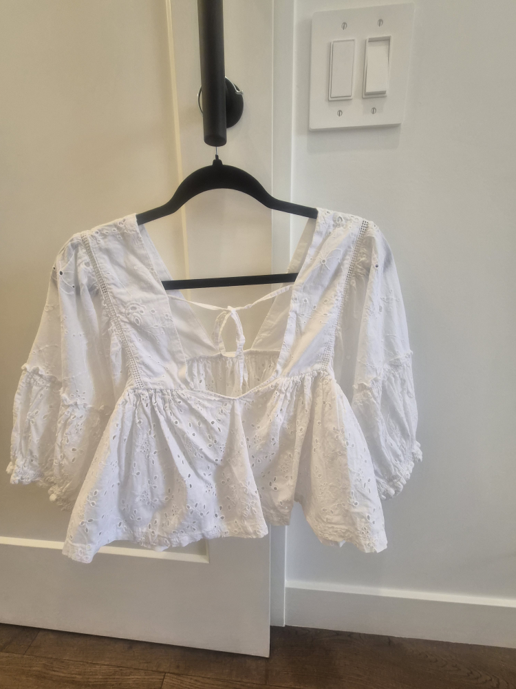 French Connection White Eyelet Top - Size S - photo 2