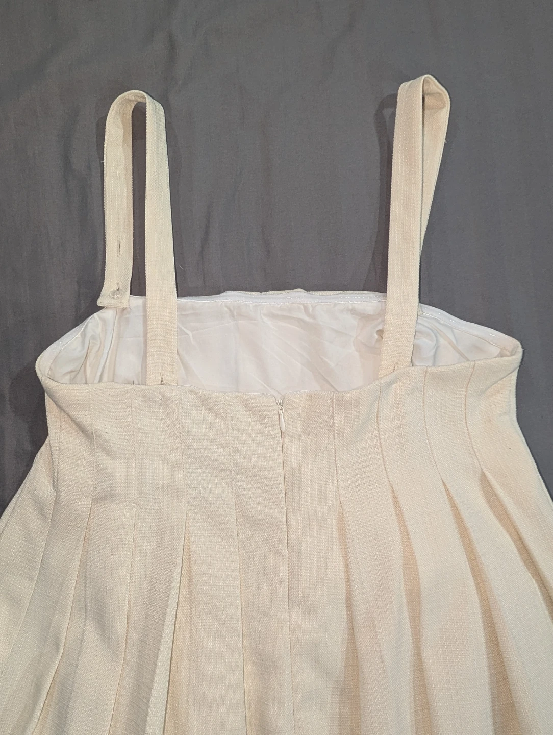 Cream Pleated Bubble Dress with Straps - photo 3