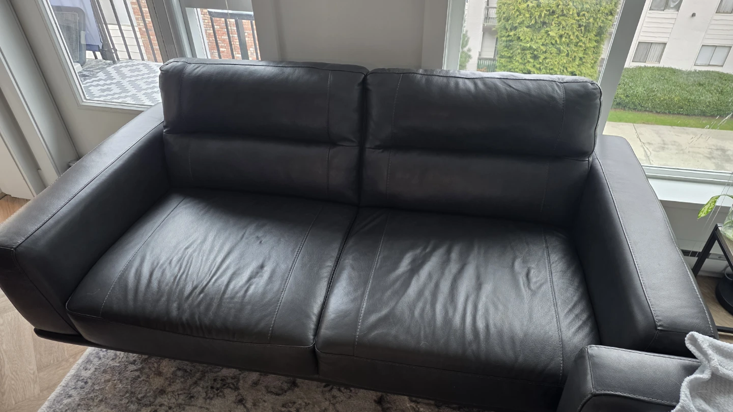 Black Leather Couch (Set of two)