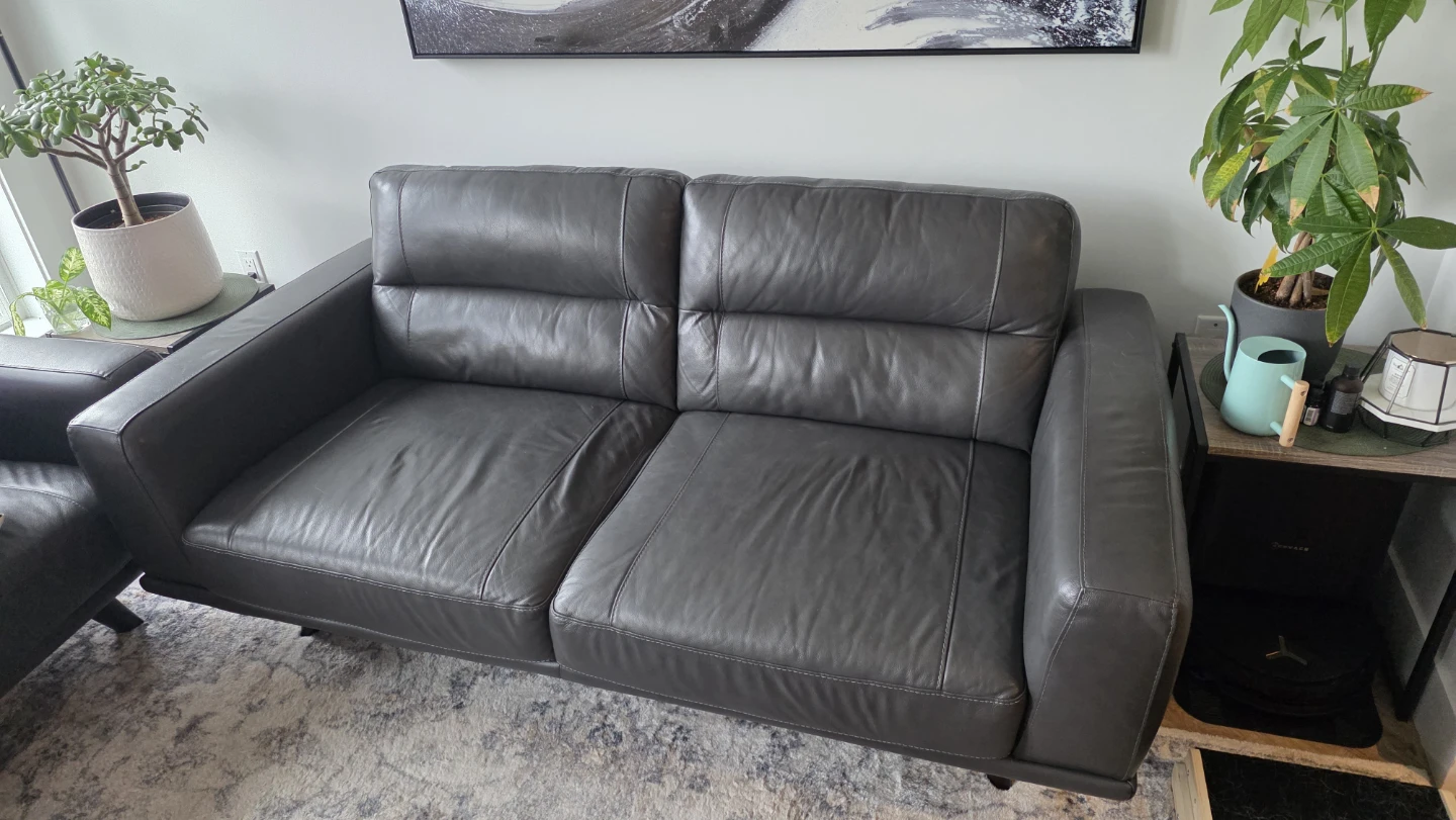Black Leather Couch (Set of two) - photo 2