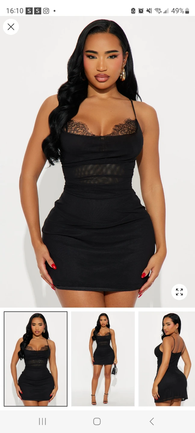 Black Lace Trim Mini Dress