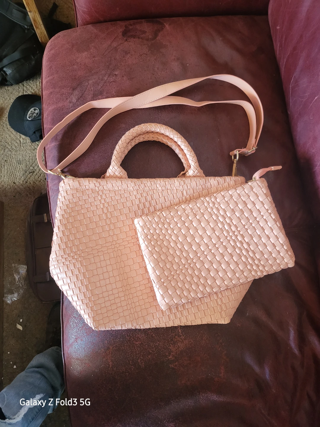 Thirty-One Gifts "Just Faux You" Handbag and Pouch Set - Blush