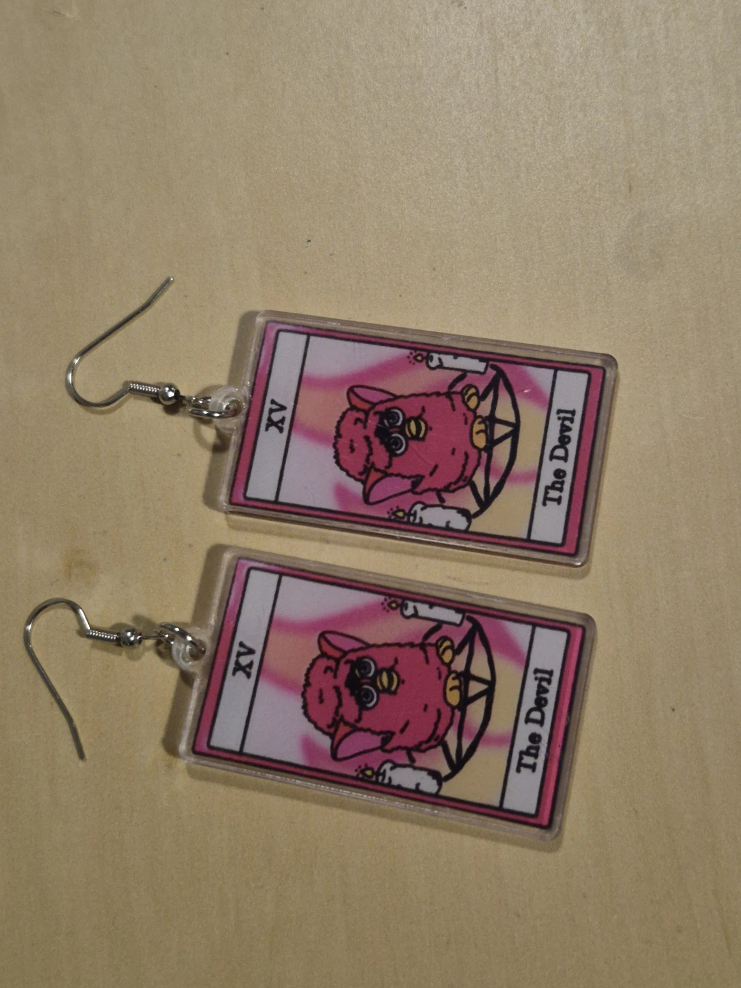 Furby The Devil Tarot Card Earrings