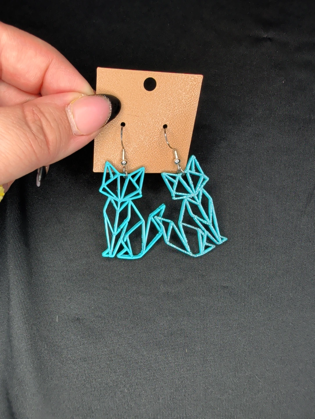 Geometric Fox Earrings - Teal - photo 2
