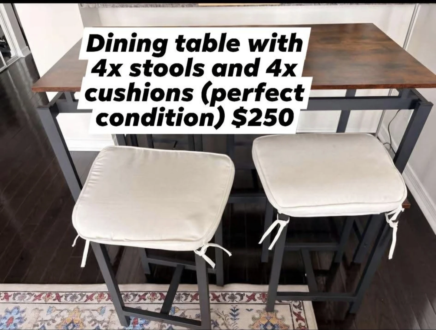 Dining Table Set with 4 Stools and Cushions - photo 2