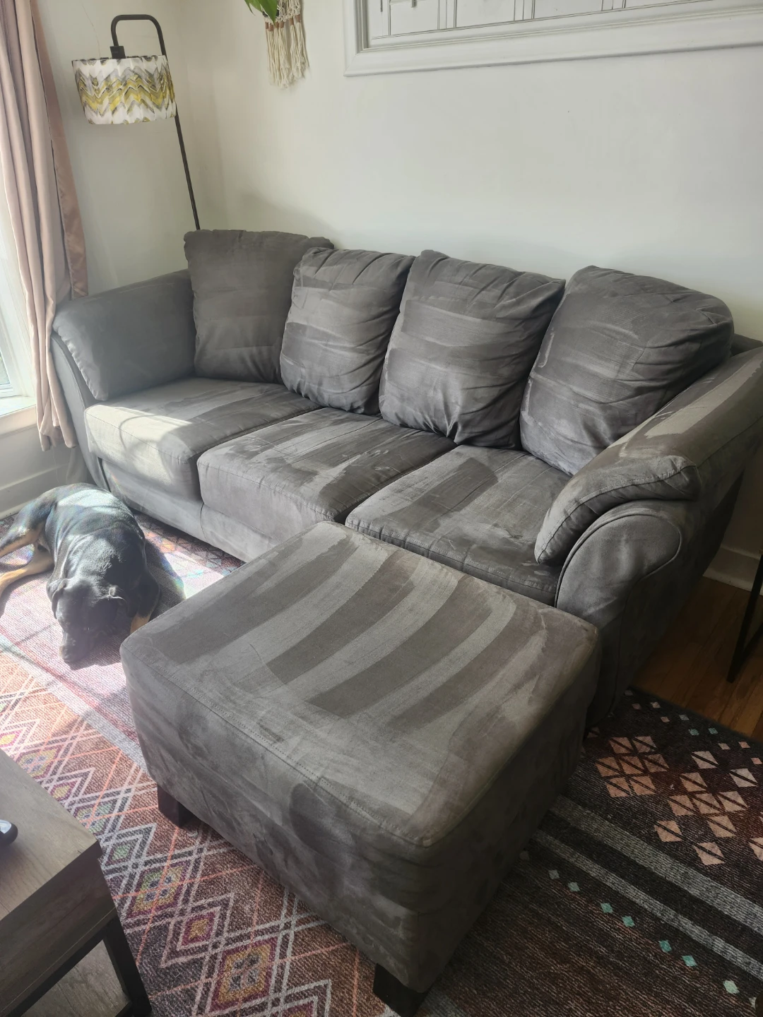 Grey Sofa with Ottoman