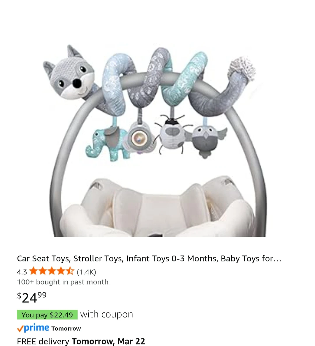 Infant Stroller Spiral Toy with Animals - photo 3