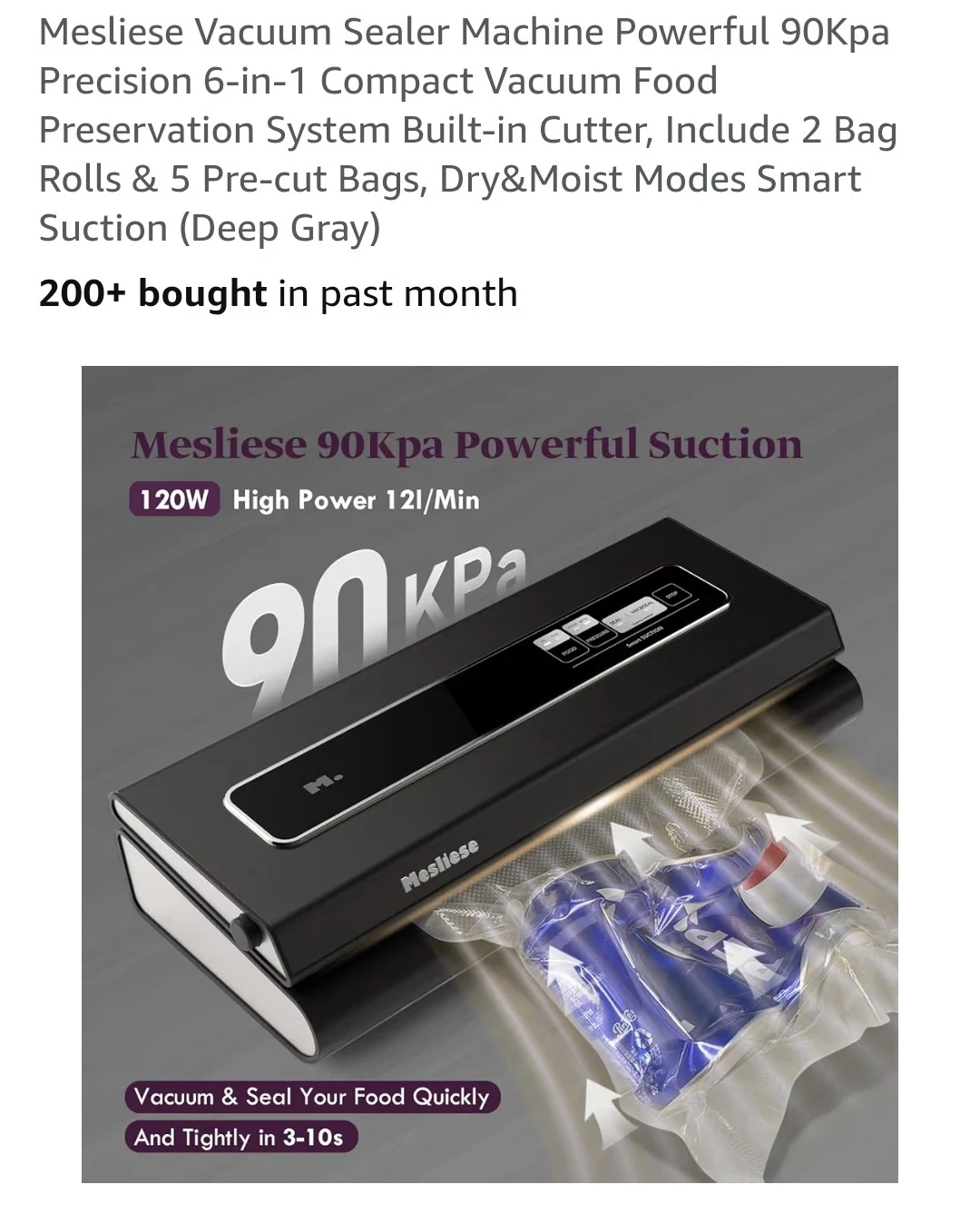 Mesliese Vacuum Sealer Machine - 90KPa, 6-in-1