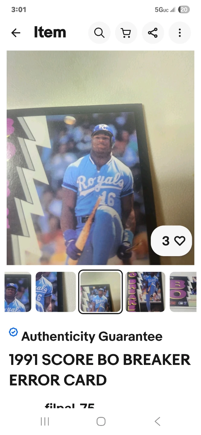 1991 Score Bo Breaker Error Baseball Card - photo 5