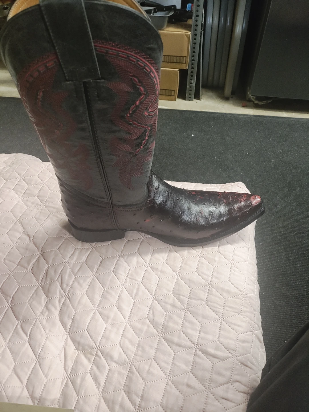 Tony Lama Ostrich and Leather Cowboy Boots Size 10.5