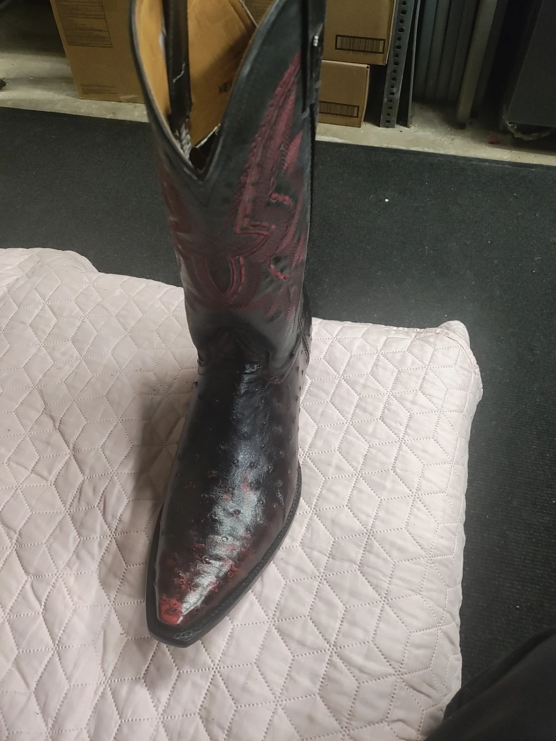 Tony Lama Ostrich and Leather Cowboy Boots Size 10.5 - photo 5