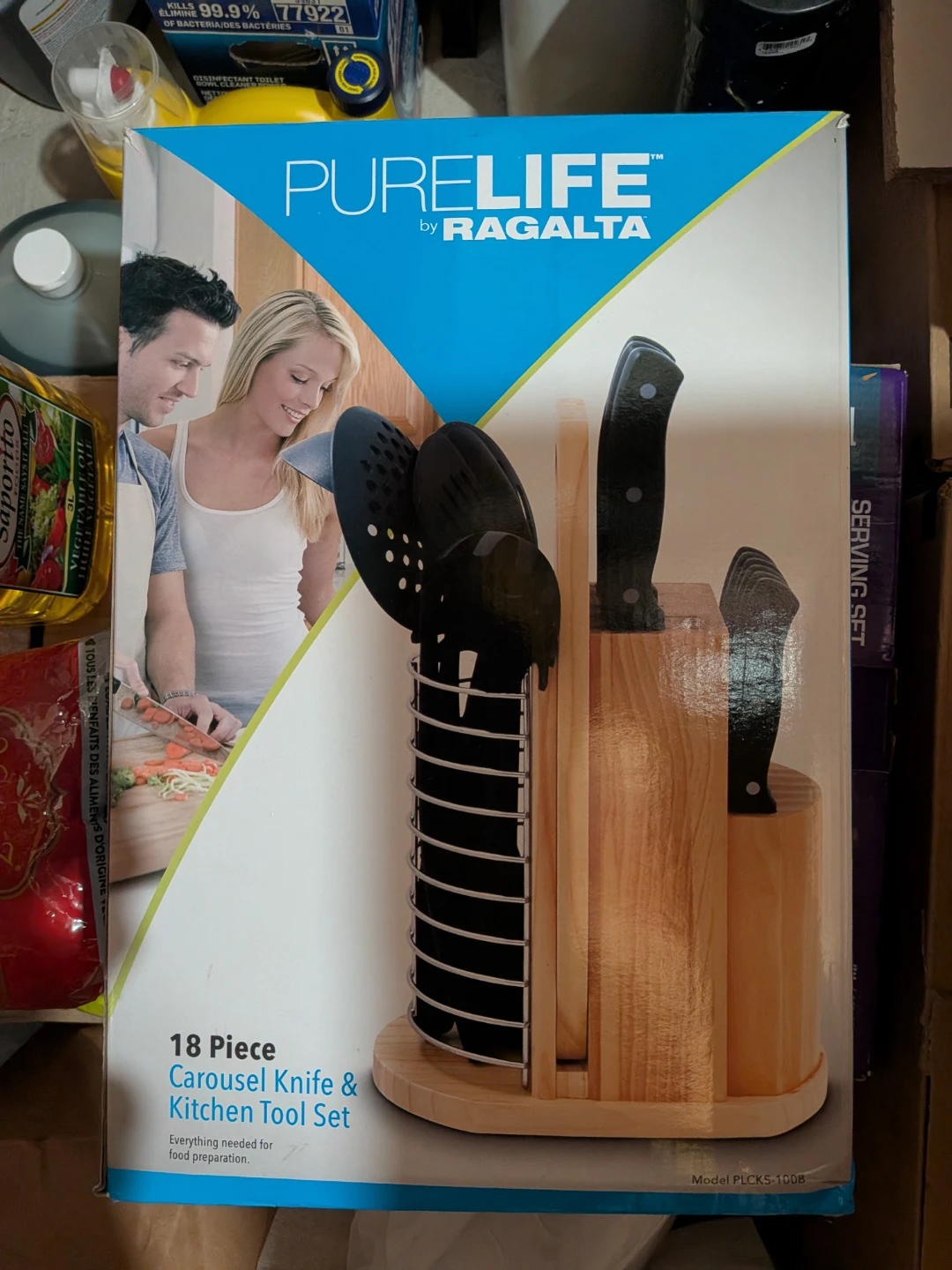 Purelife by Ragalta 18 Piece Carousel Knife & Kitchen Tool Set