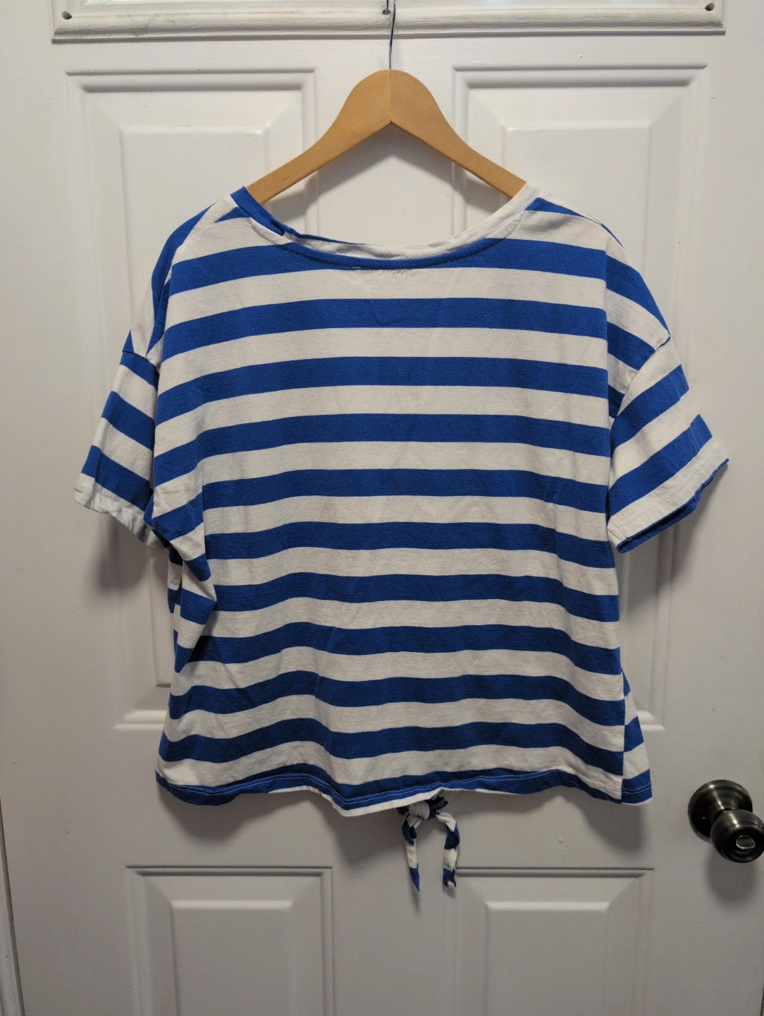 mySTYLE Blue and White Striped Tie-Front T-Shirt - Size L - photo 3