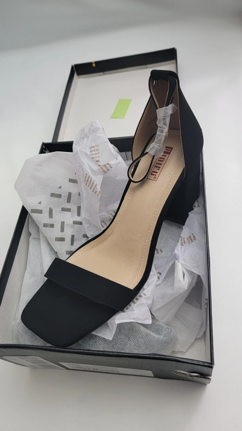 Chunky Block Heel Sandals Size 8.5 | Black Nubuck | Square Toe - photo 5