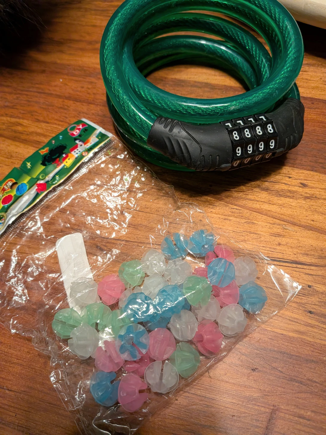 Green Combination Lock with Spoke Beads