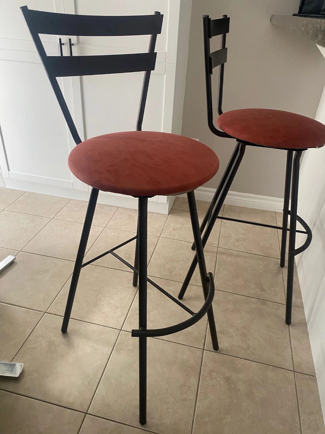 Set of 2 Red Bar Stools