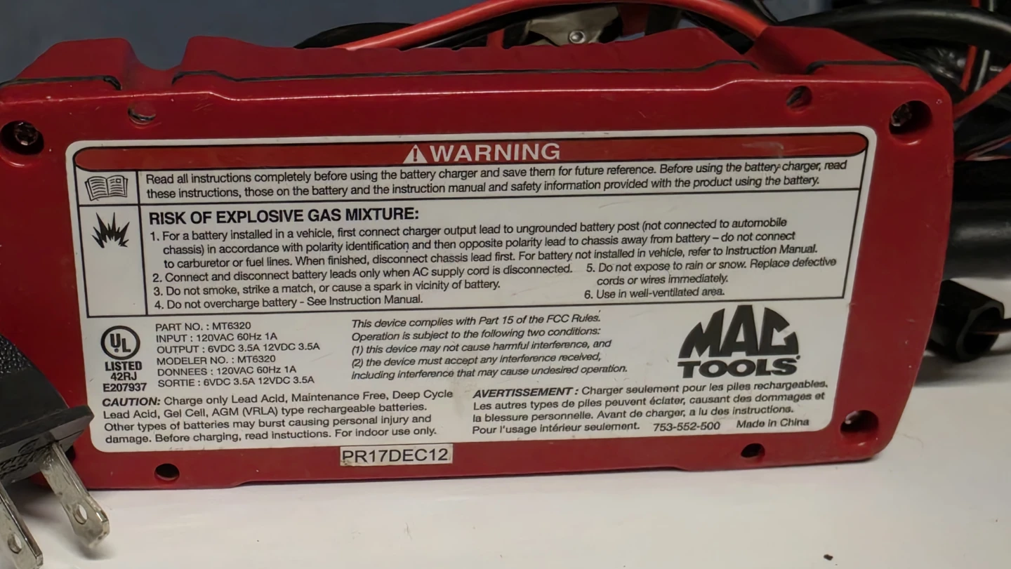 MAC TOOLS Battery Maintainer 6/12 V 3.5A - photo 3