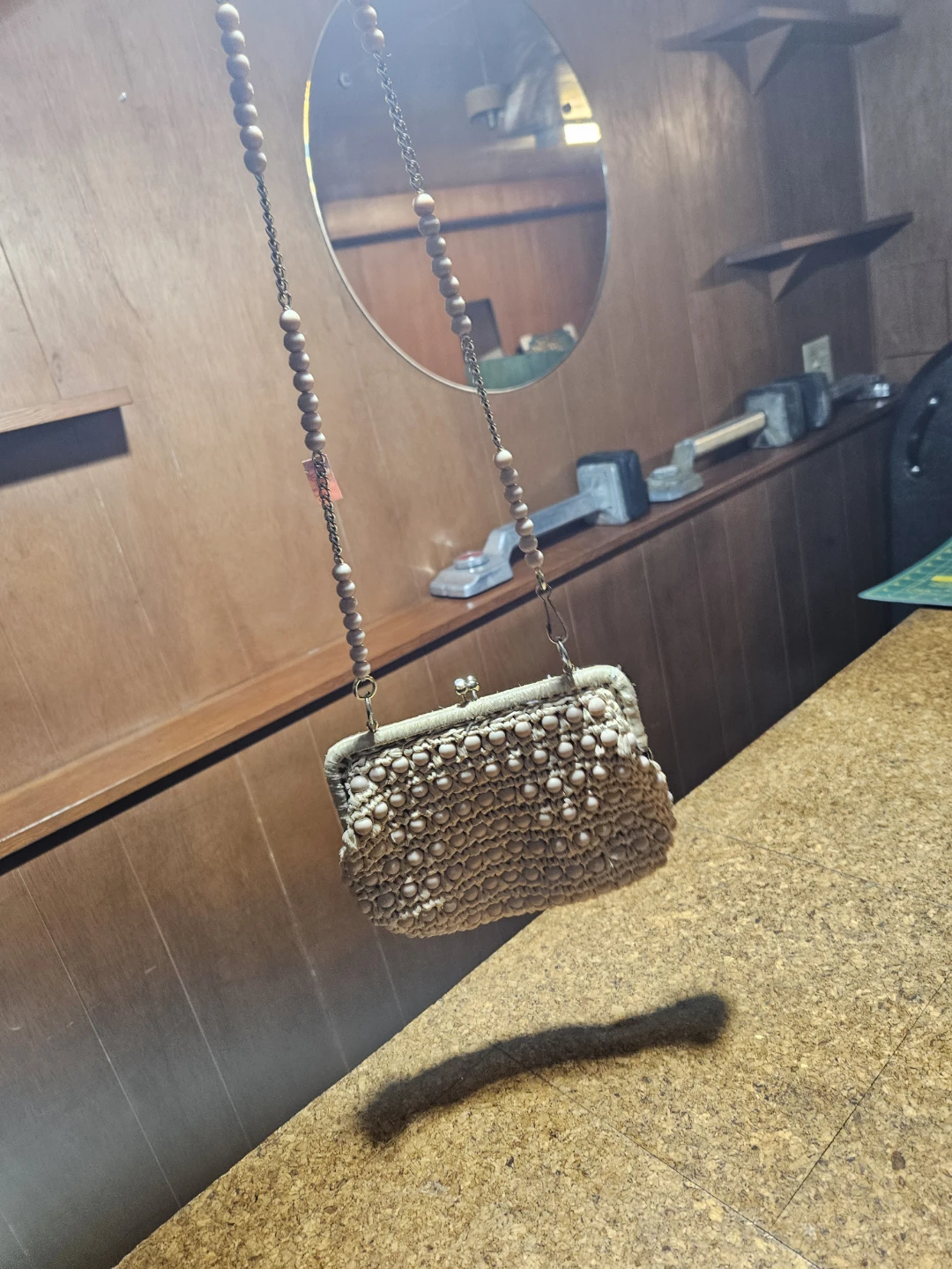 Beaded Woven Clutch Purse with Chain Strap - photo 2