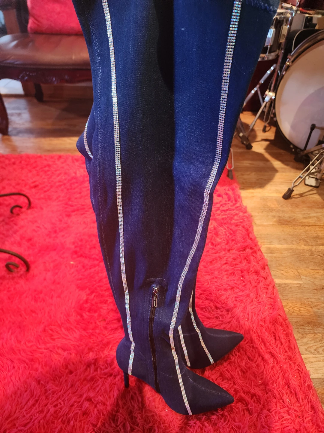 Cape Robbin "Denim Boot" Rhinestone Thigh-High Boots - photo 4