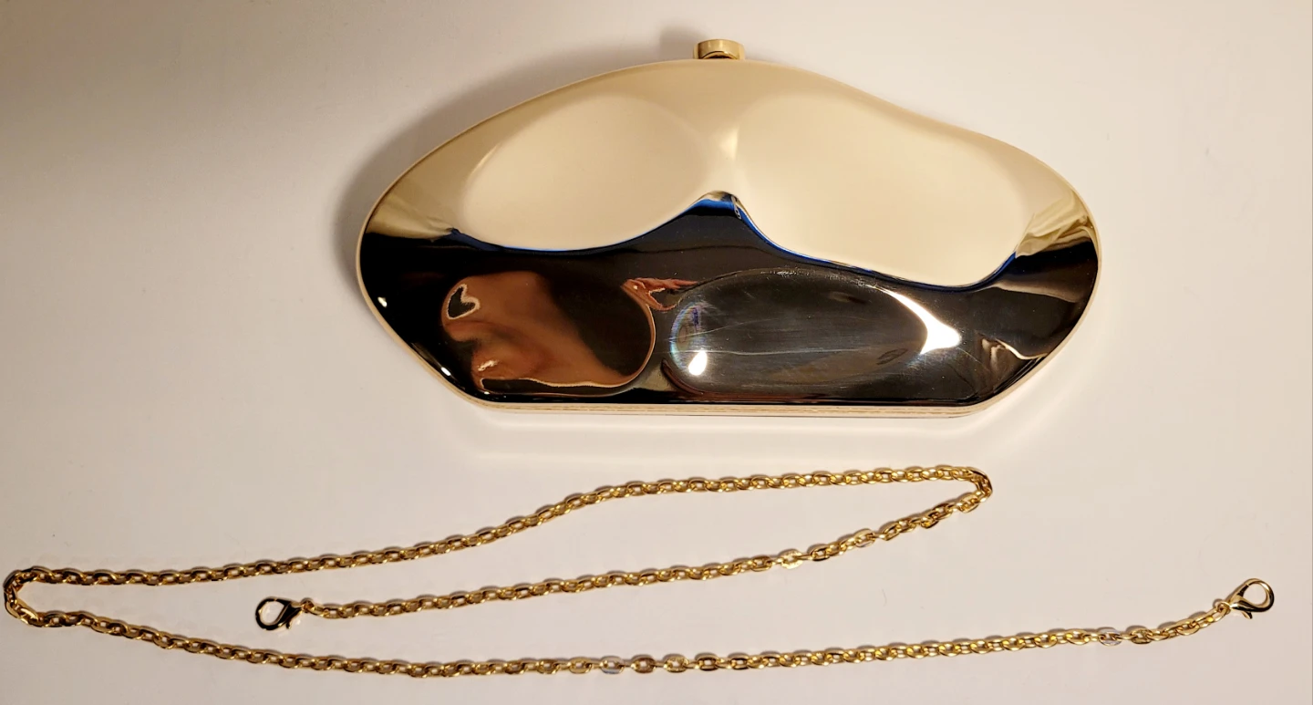 Gold Clutch Handbag with Chain Strap