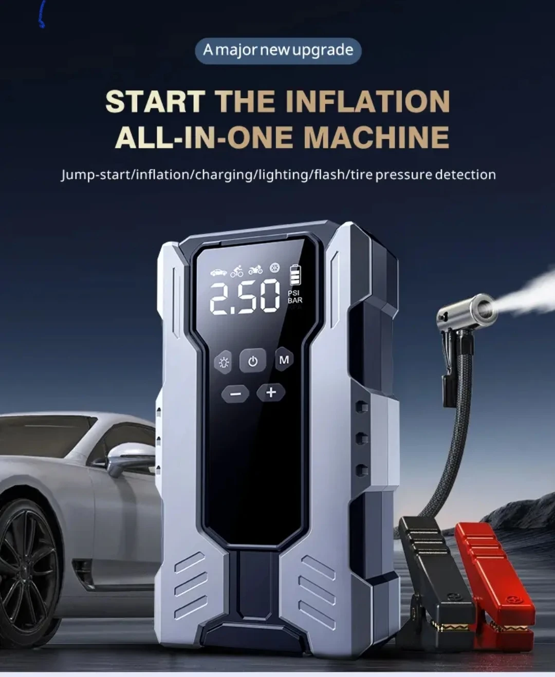 Portable Jump Starter with Air Compressor 18000mAH 4000A peak - photo 4