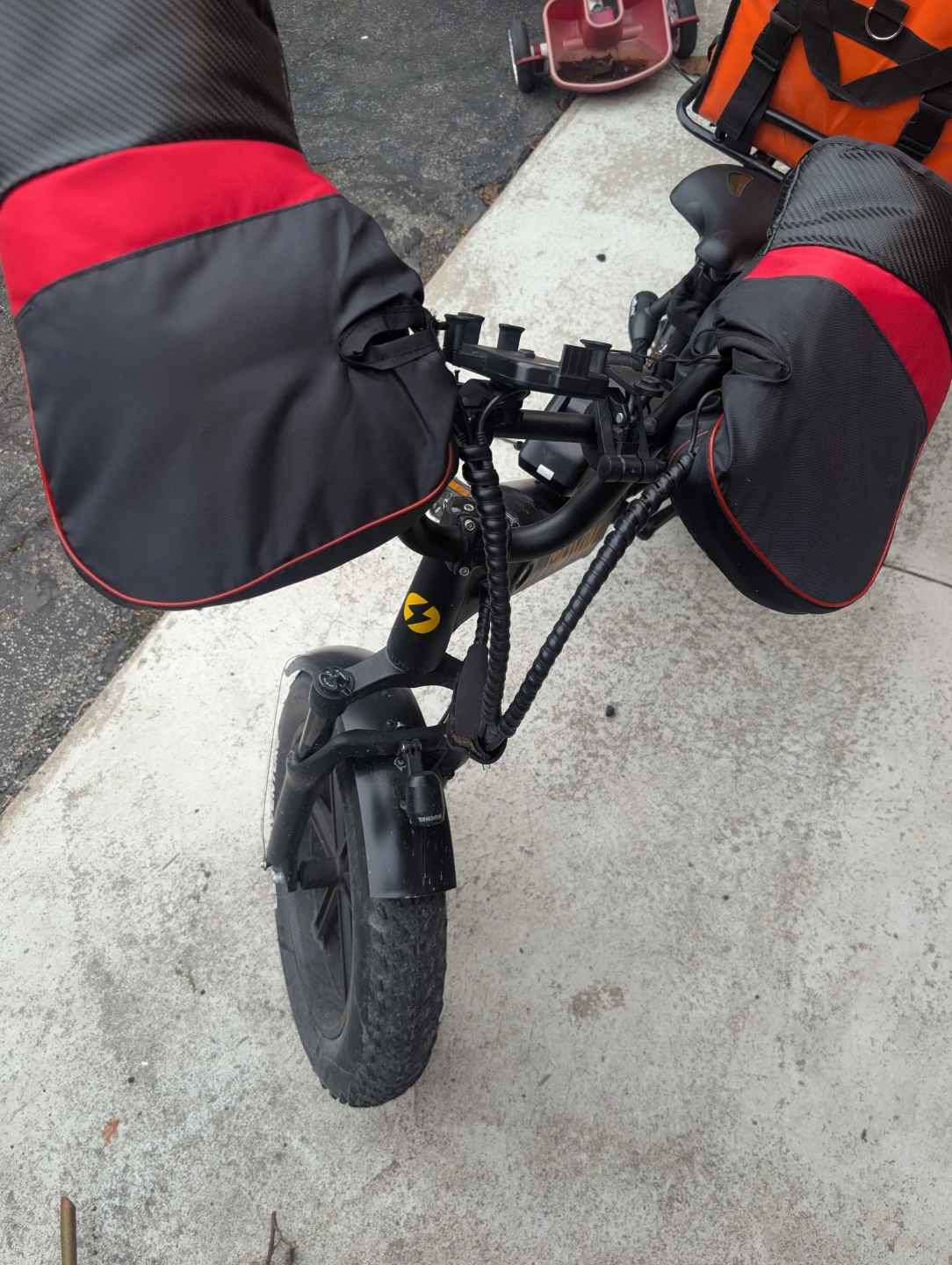 Movin Electric Bikes Fat Tire E-bike with Orange Delivery Box - photo 2