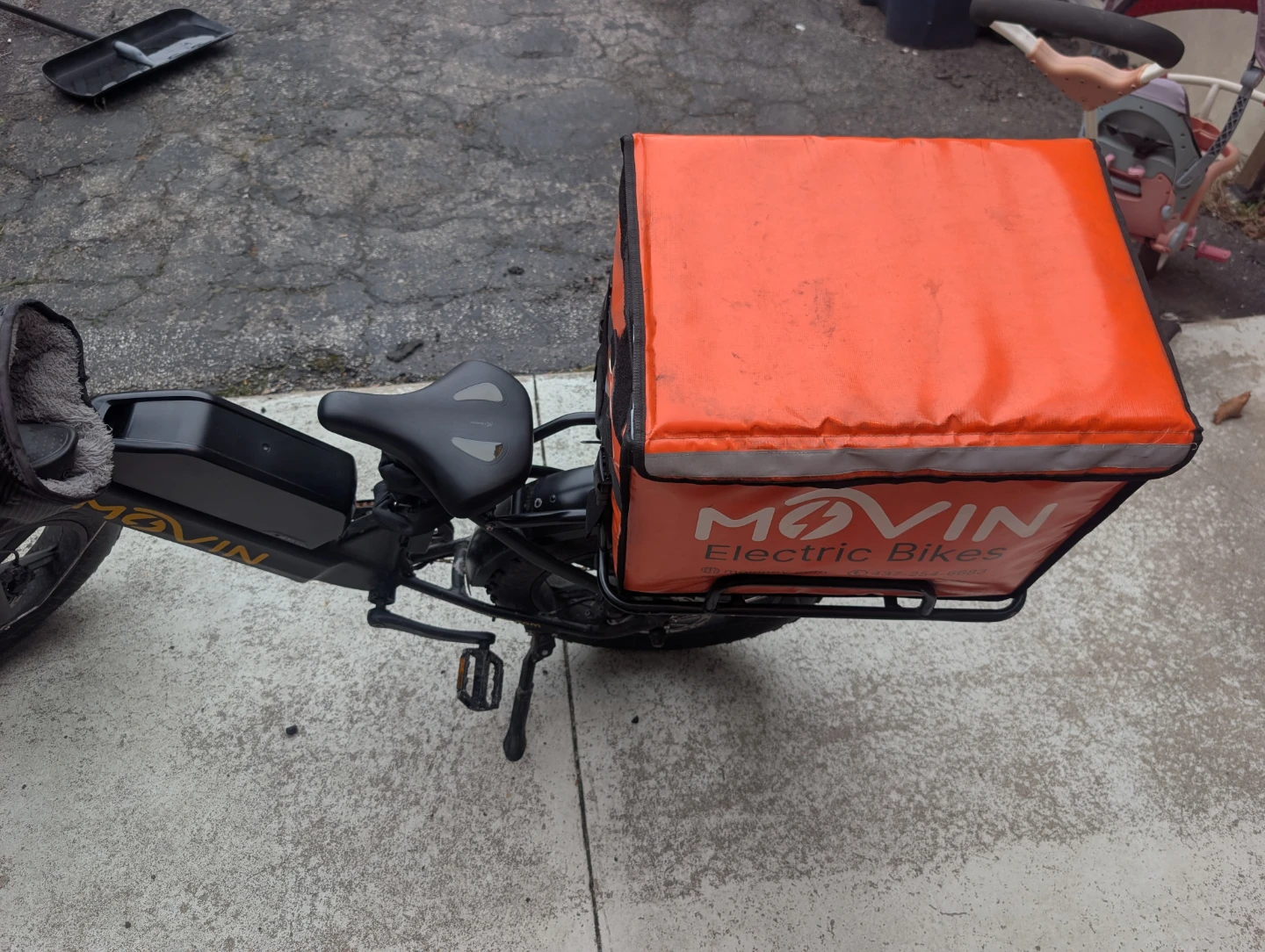 Movin Electric Bikes Fat Tire E-bike with Orange Delivery Box - photo 3