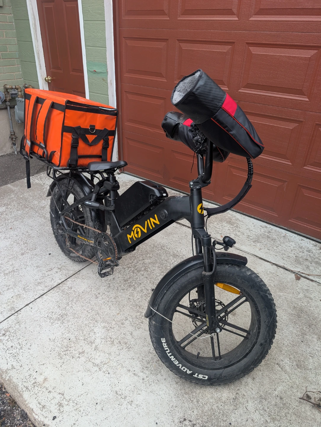 Movin Electric Bikes Fat Tire E-bike with Orange Delivery Box - photo 4